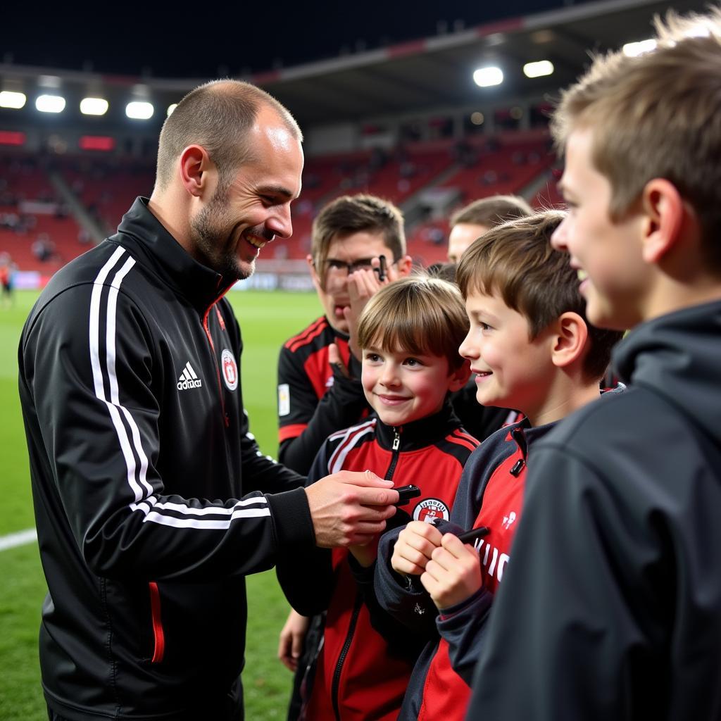 Sam Duvall interacting with Beşiktaş fans after a match