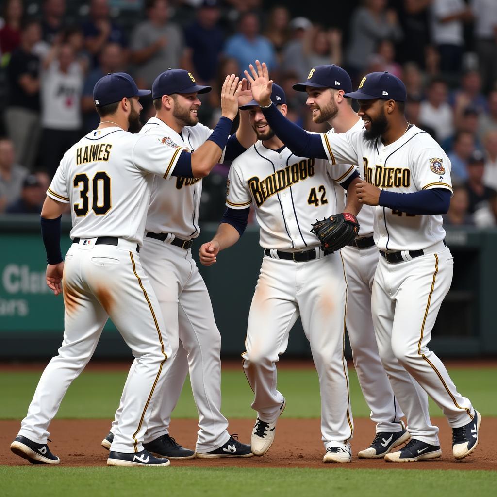 San Diego Padres Players Celebrating a Victory