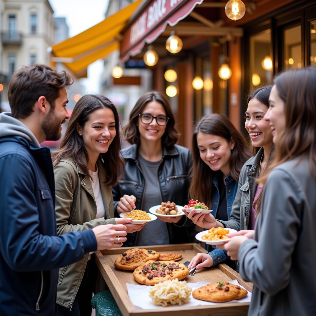 San Francisco food tour group enjoying delicious samples