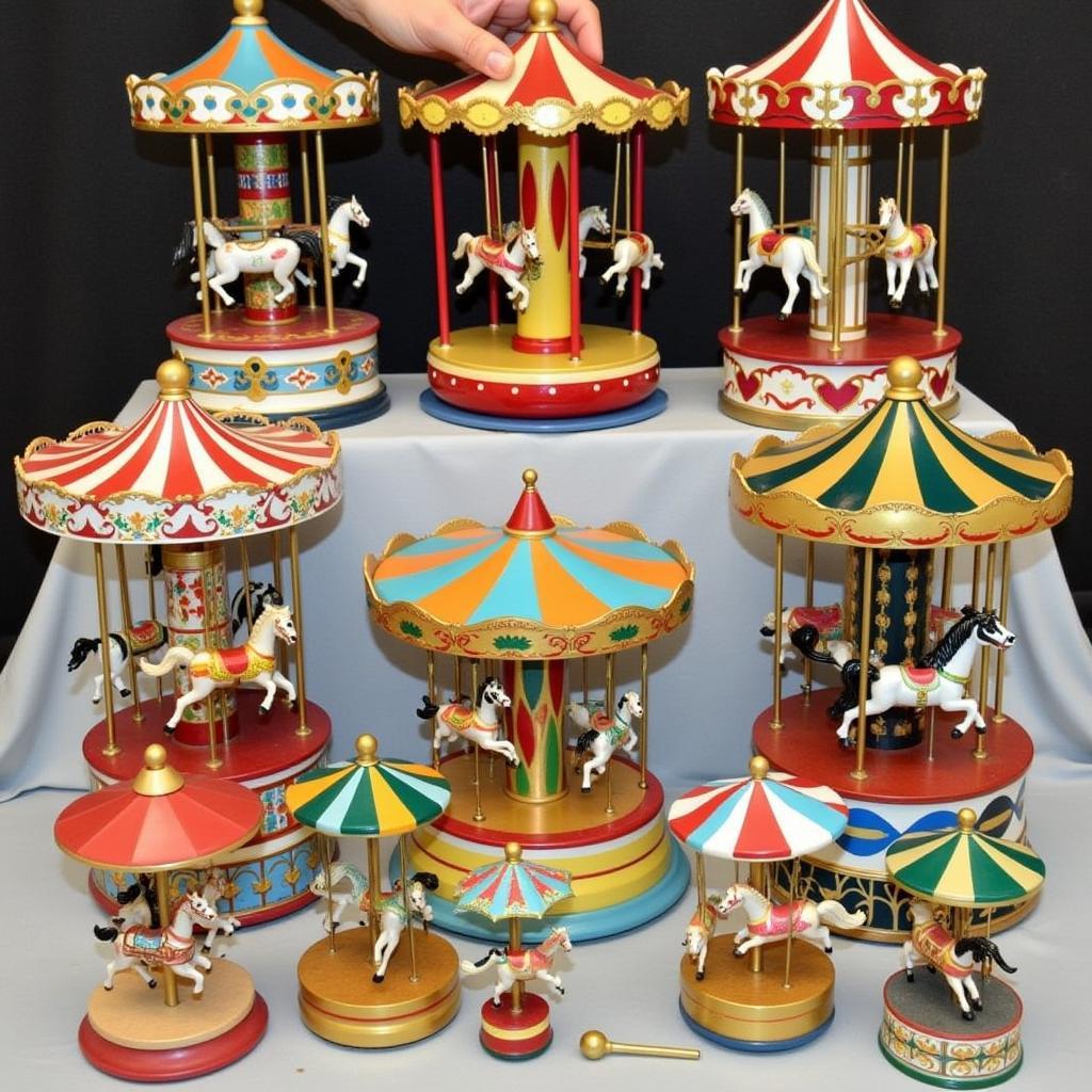 Various carousel designs from the San Francisco Music Box Company