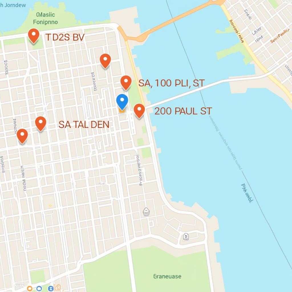 Map highlighting key areas near 200 Paul St