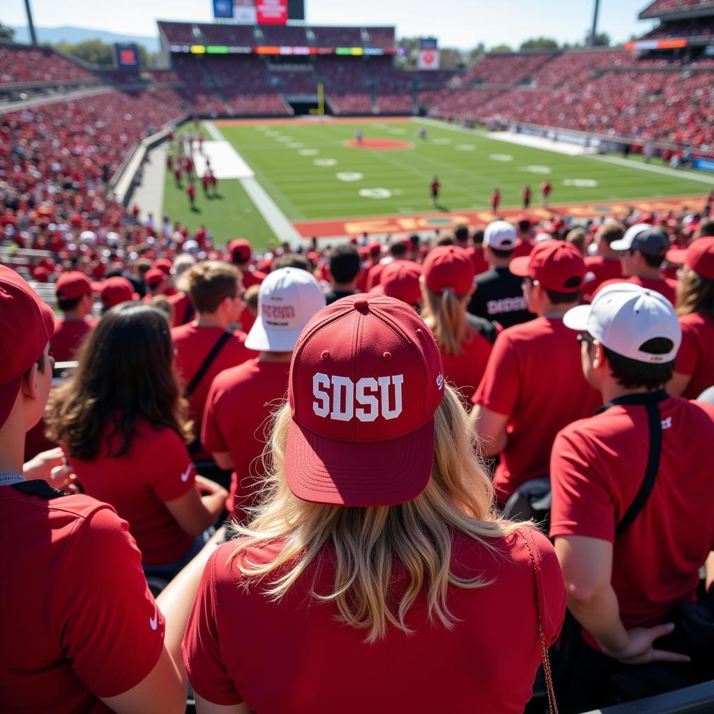 SDSU Fans Wearing Hats at a Game