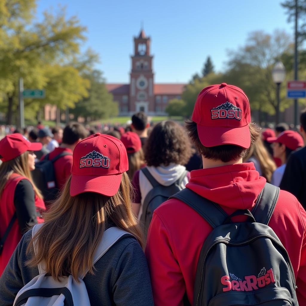 Students Wearing SDSU Hats on Campus