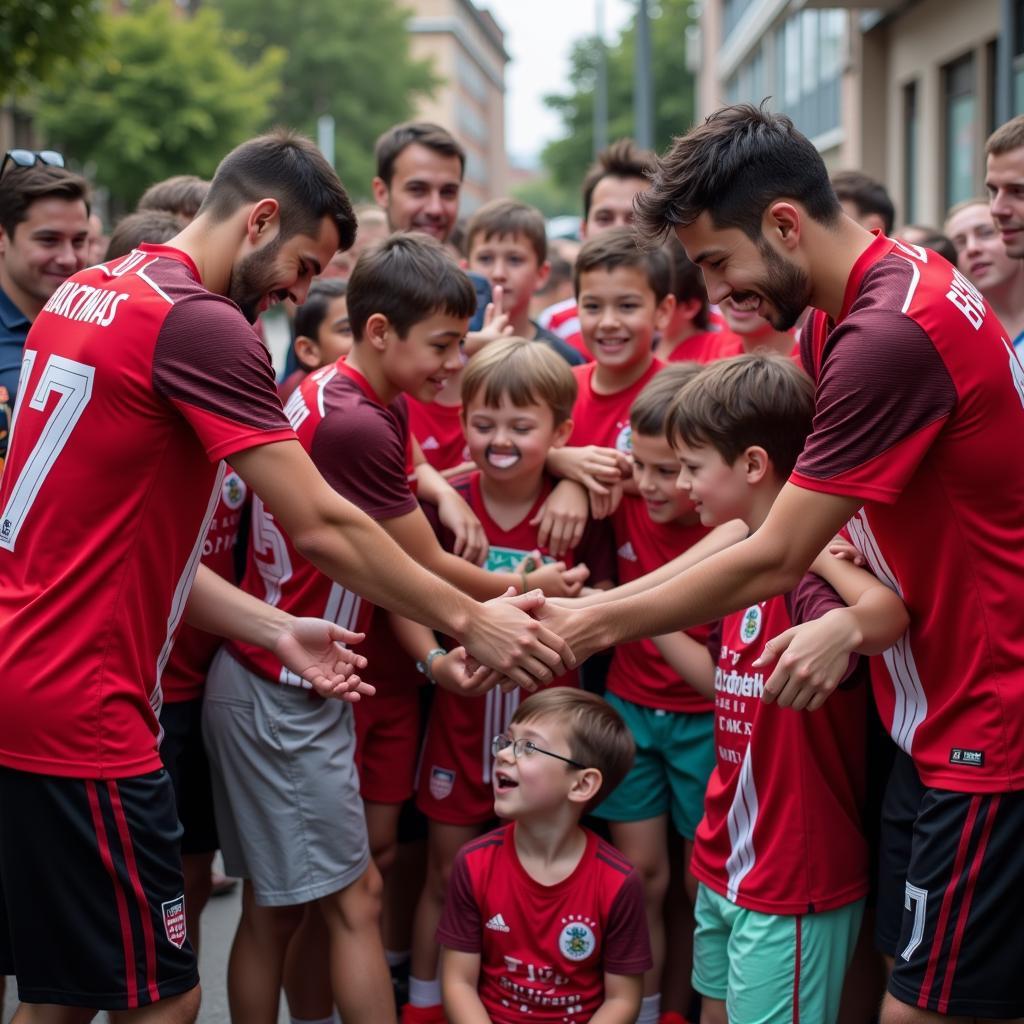 Besiktas players and fans interacting