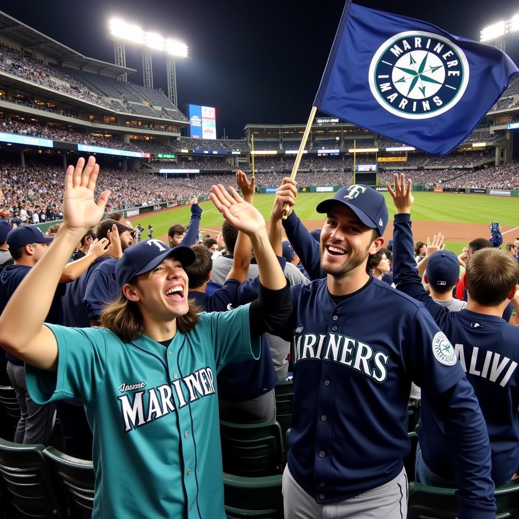 Seattle Mariners fans celebrating