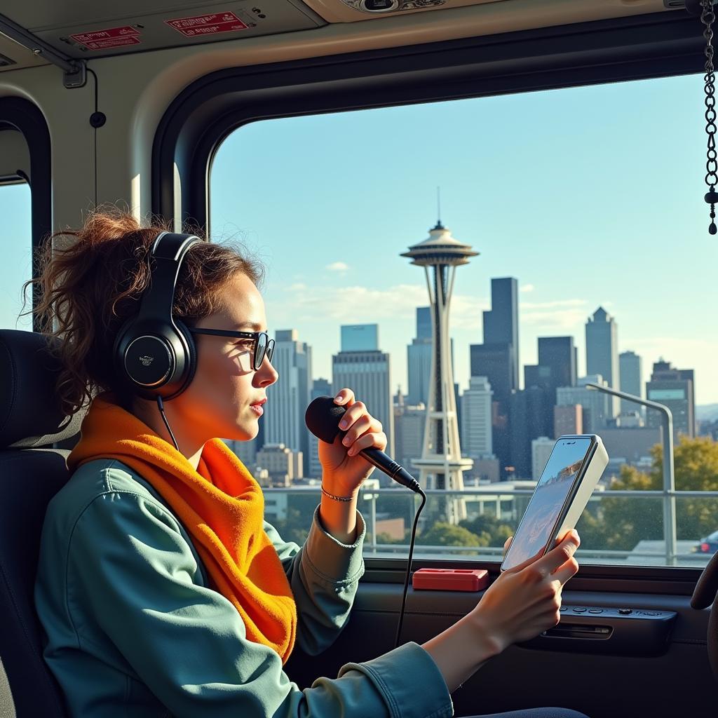 A Seattle commuter tuned into a radio discussion during their daily commute