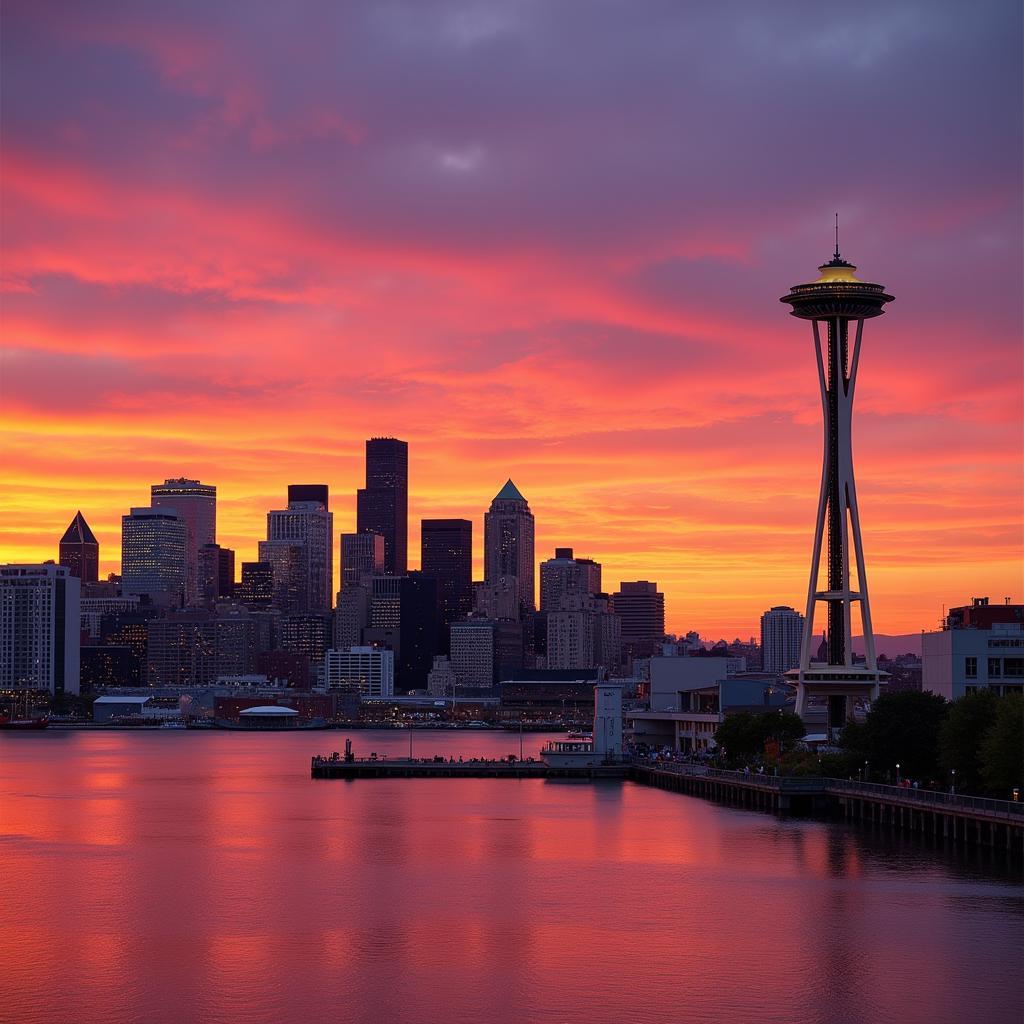 Seattle Skyline Sunset Viewpoint