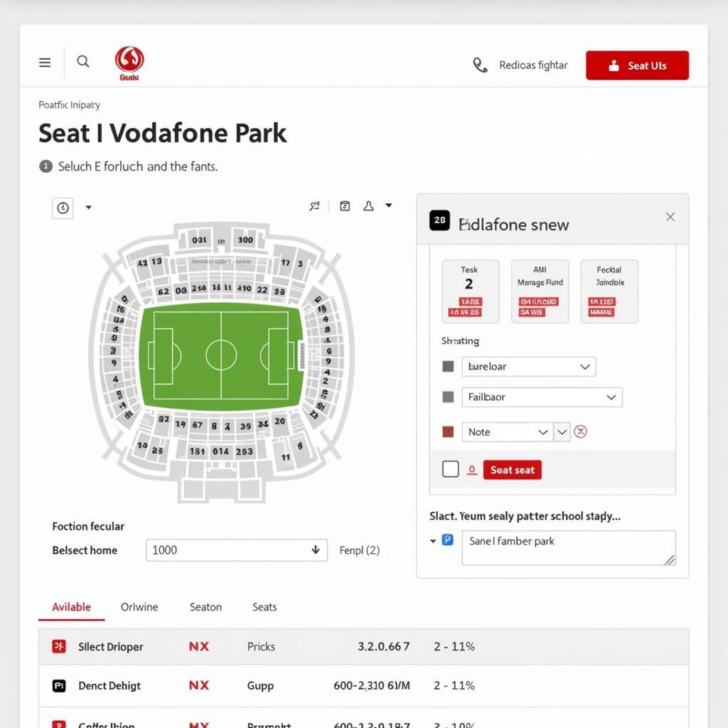 Screenshot of seat selection on Beşiktaş ticketing platform