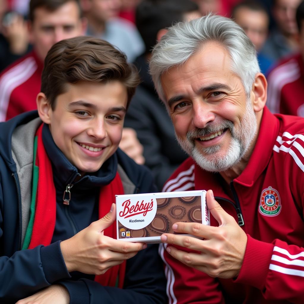 Besiktas fans sharing Bobby's Chocolate