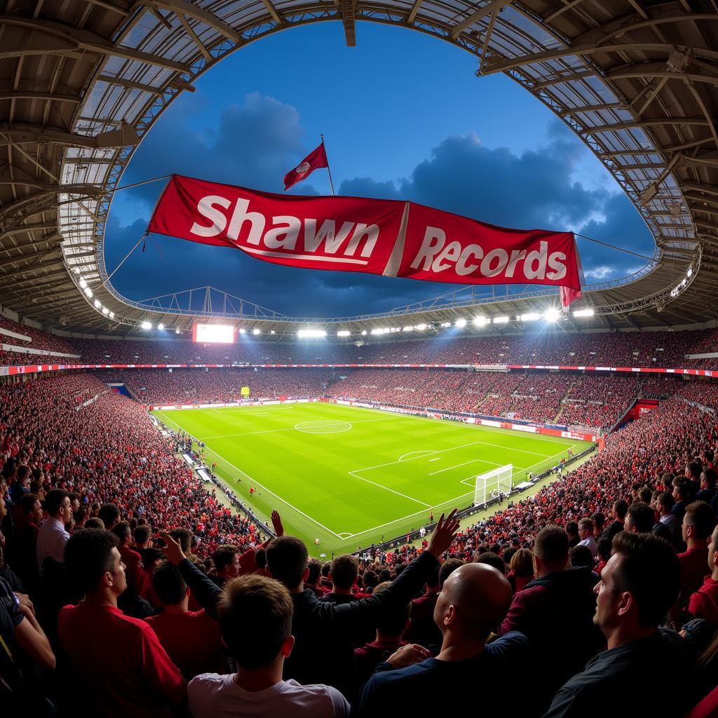 Beşiktaş fans at Vodafone Park with Shawn Records banner