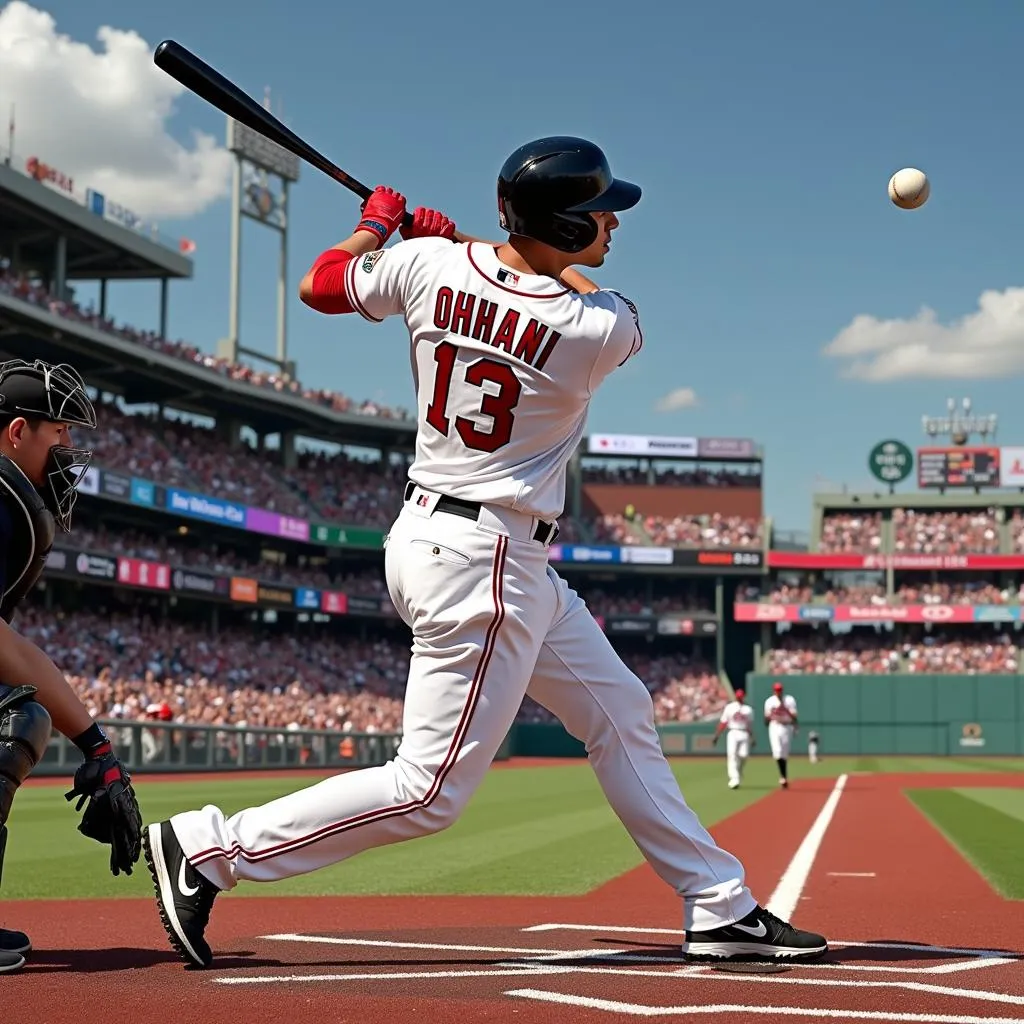 Shohei Ohtani hitting a home run 