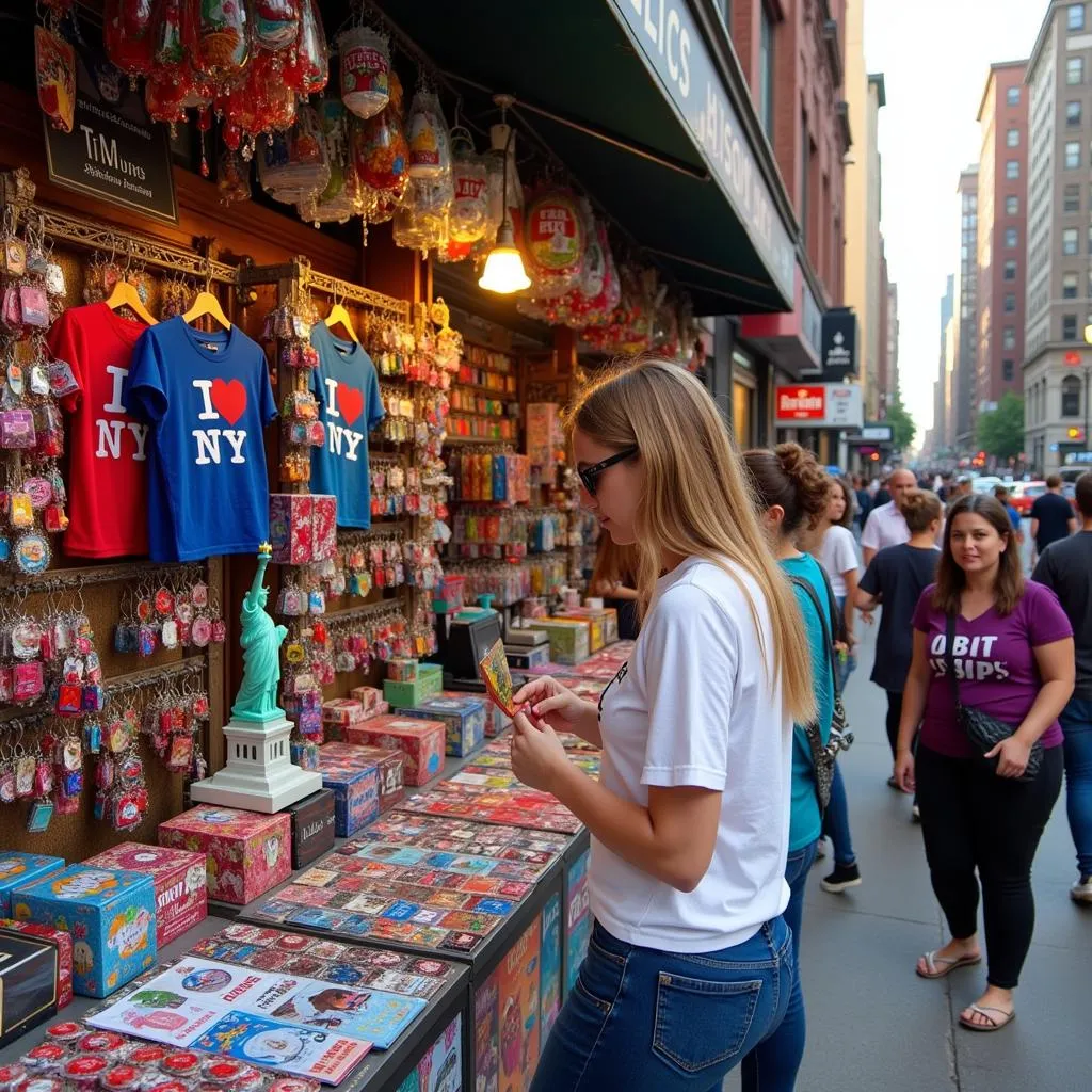 New York City souvenir stands on 6th Avenue