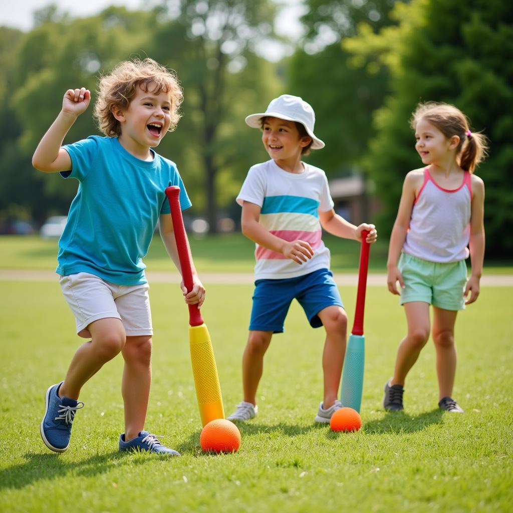 Kids Playing with Soft Baseball Bat