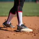 Softball pitcher in action on the mound