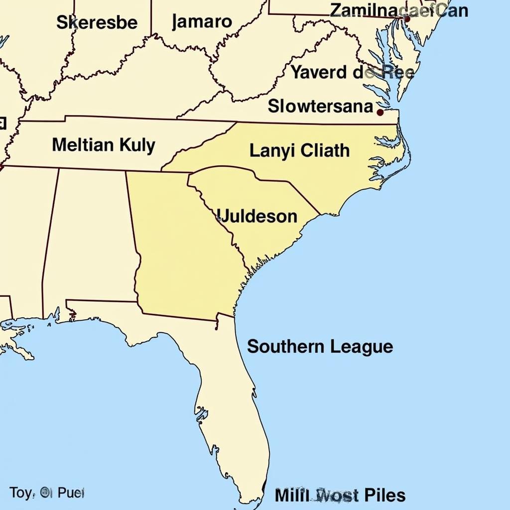 Map of Southern League Teams