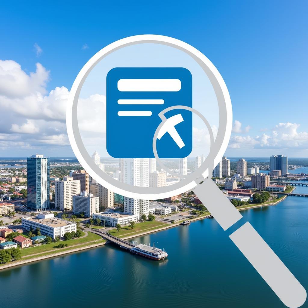 St. Petersburg Florida Cityscape with Search Icon