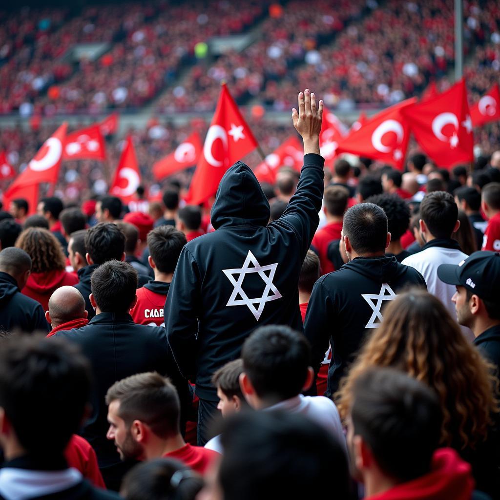 Beşiktaş fans proudly sporting the Star of David hoodie