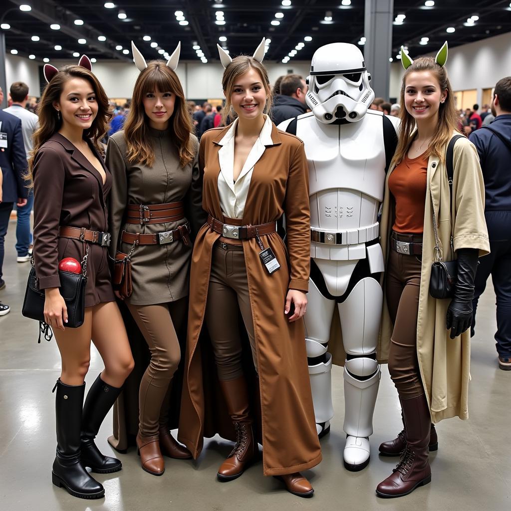 Cosplayers Sporting Star Wars Ears at a Convention