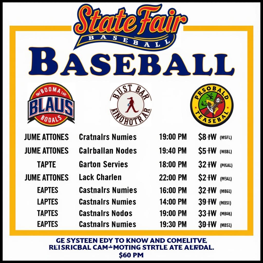 State Fair Baseball Schedule Poster