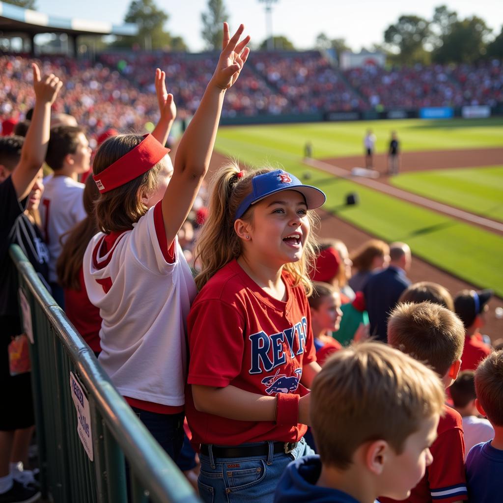 Sunset League fans cheering in the stands