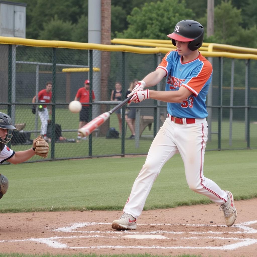 Sunset League player hitting a home run