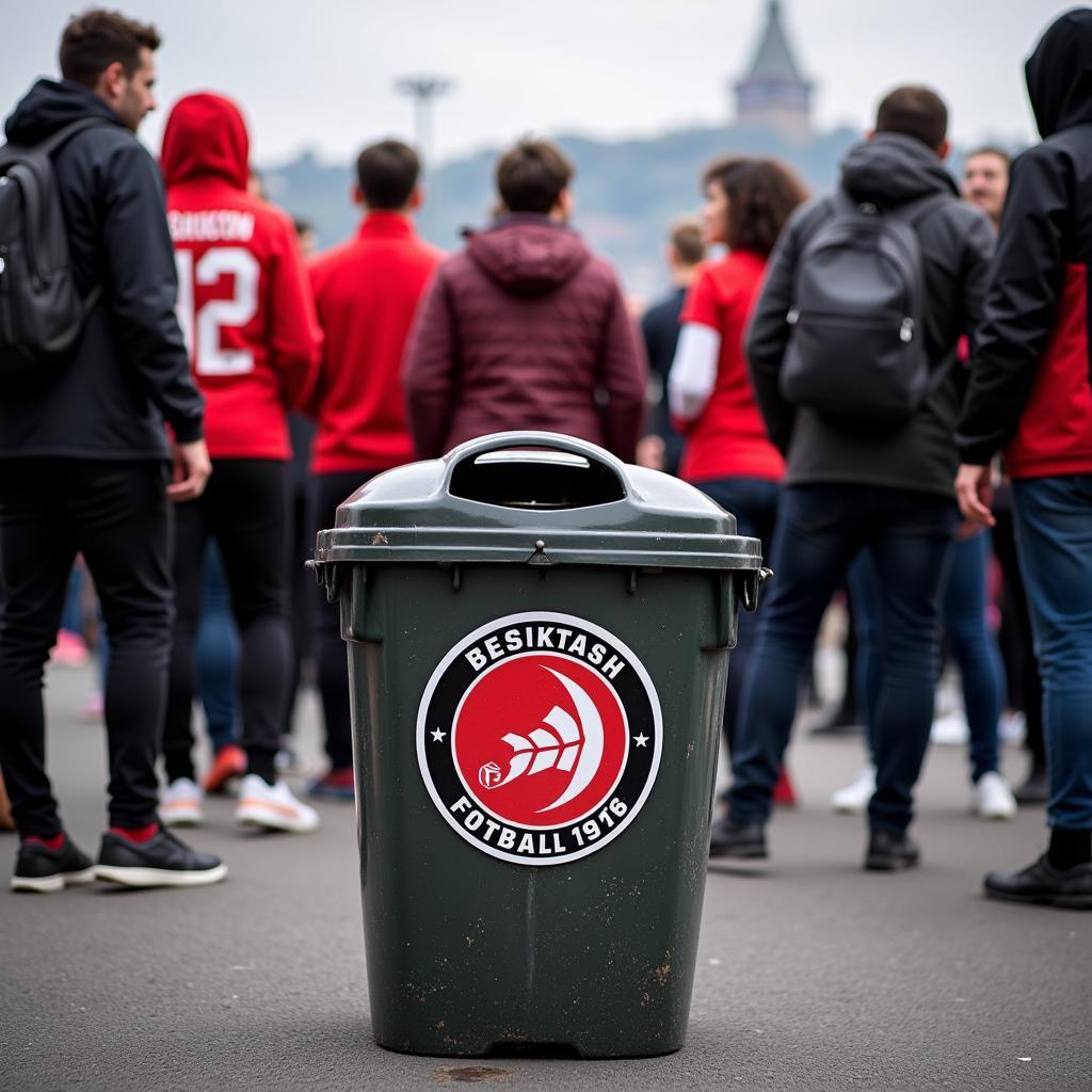 Fans Tailgating with a Beşiktaş Trash Can