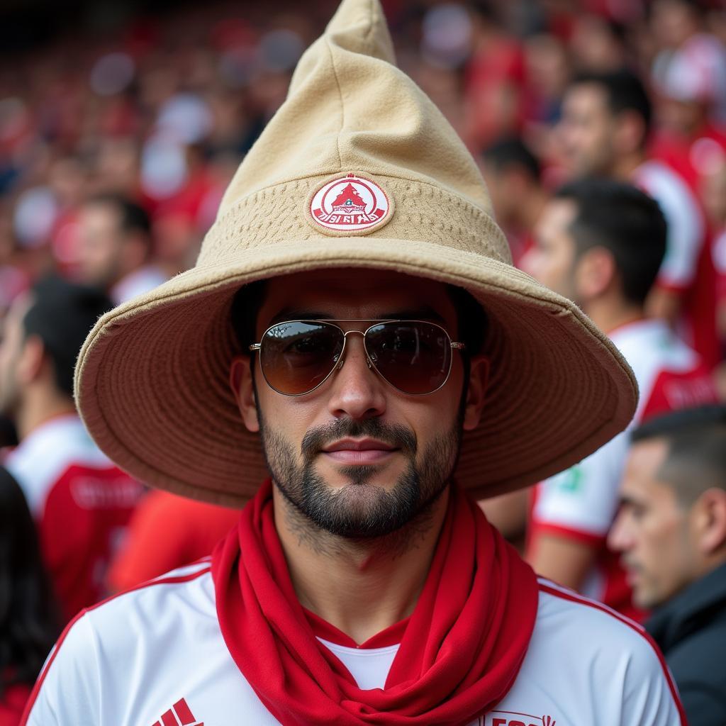 Besiktas fan wearing a distinctive hat resembling headwear from Star Wars' Tatooine planet