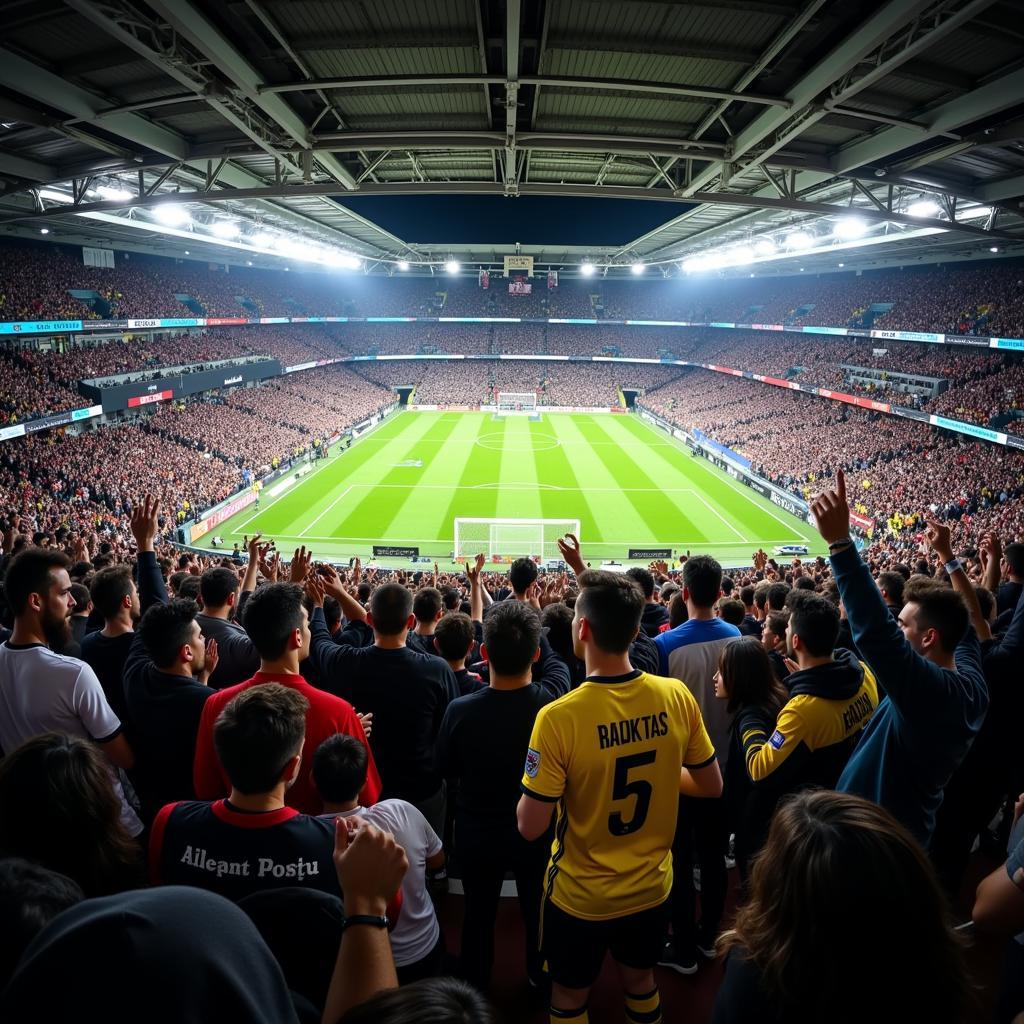 Besiktas and Fenerbahce fans in a heated derby match