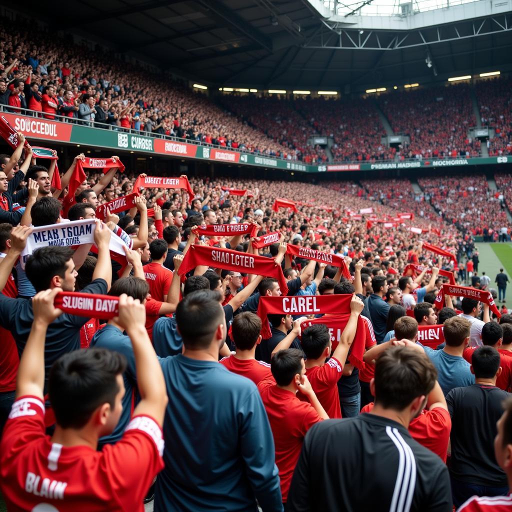 Fans cheering for their team