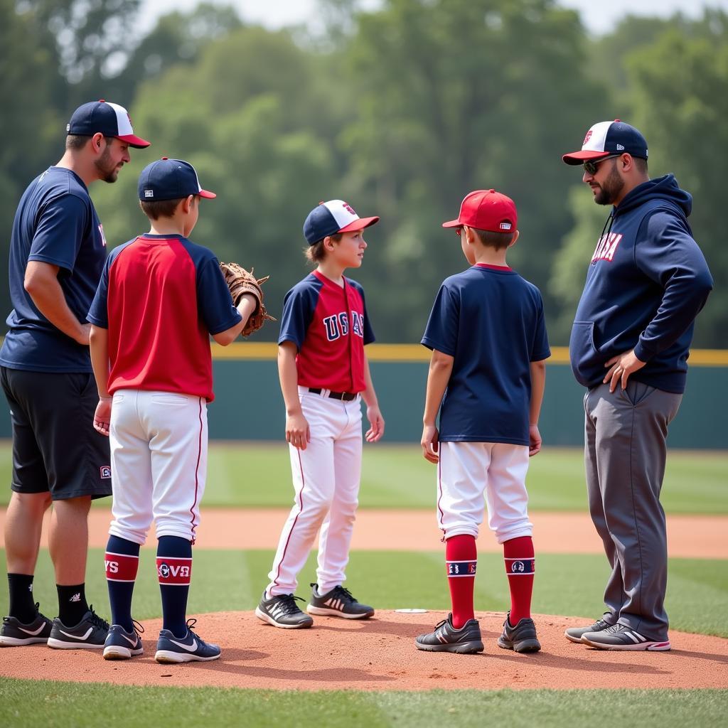 Young athletes participating in a Team USA Baseball development program