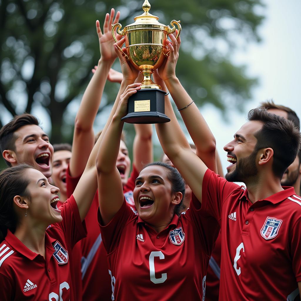 Team Holding a Trophy