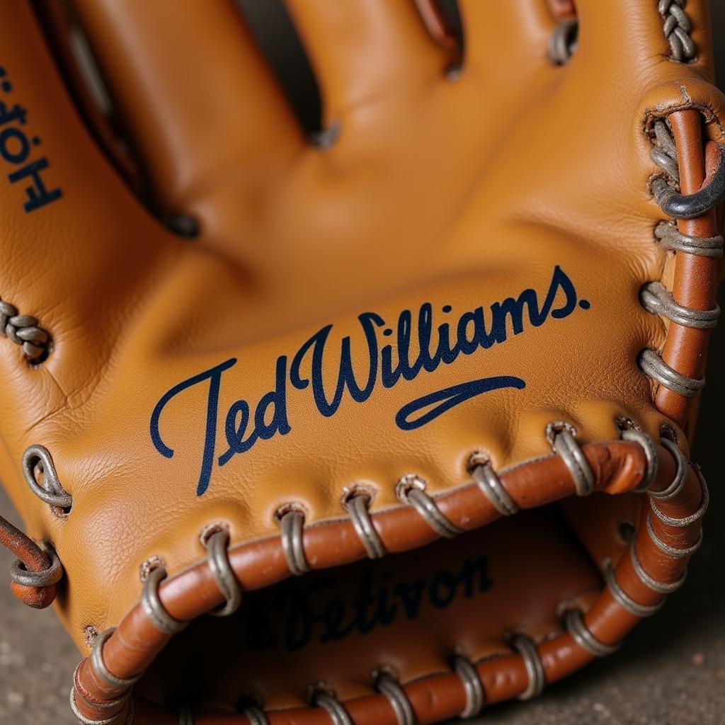 Ted Williams Baseball Glove Close Up