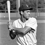 Ted Williams taking a swing