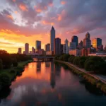 Vibrant Texas Cityscape at Sunset