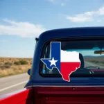 Texas flag car sticker displayed prominently on a pickup truck