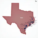 Texas Major League Teams - A map showcasing the locations of all major league teams in Texas.