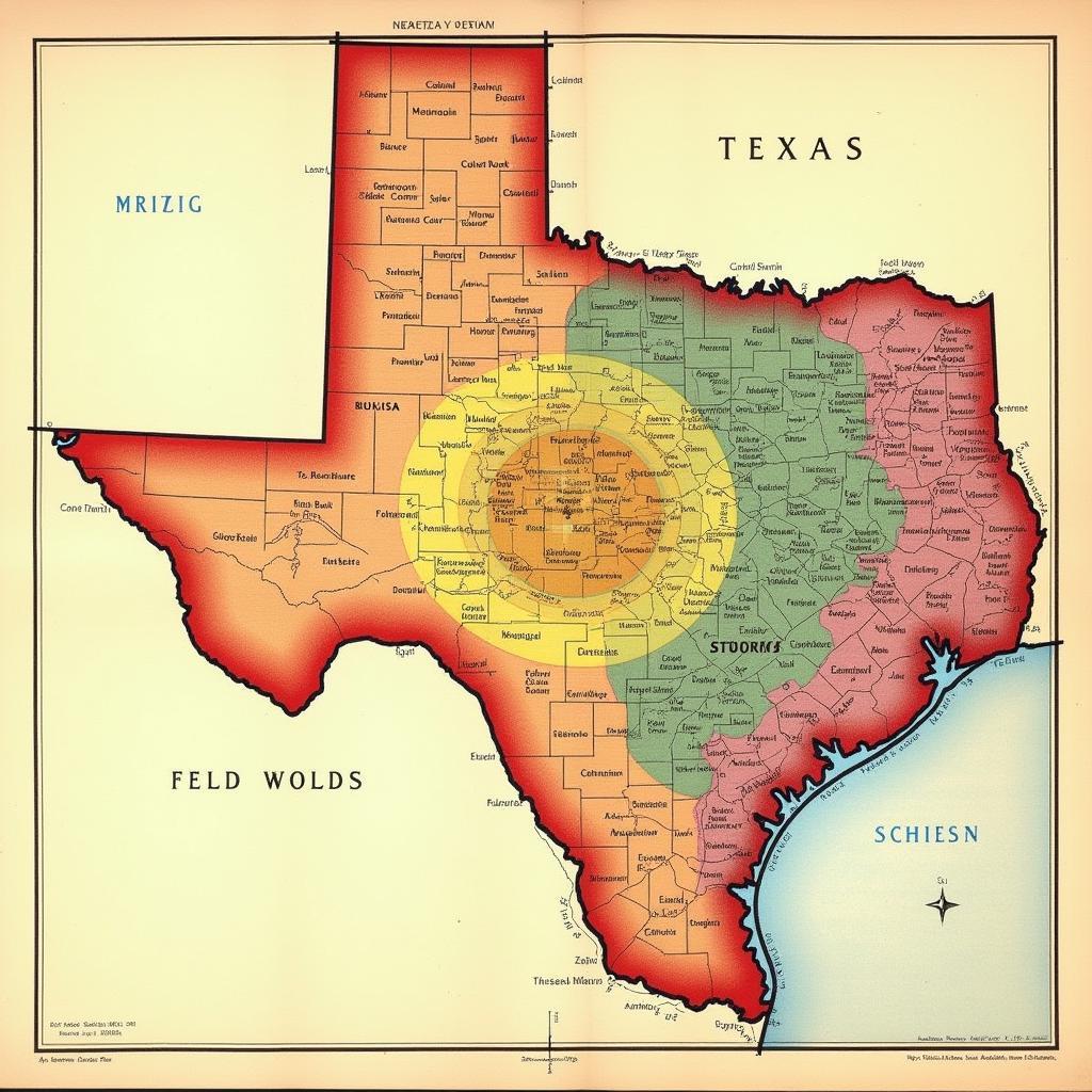 Texas Map with Rings