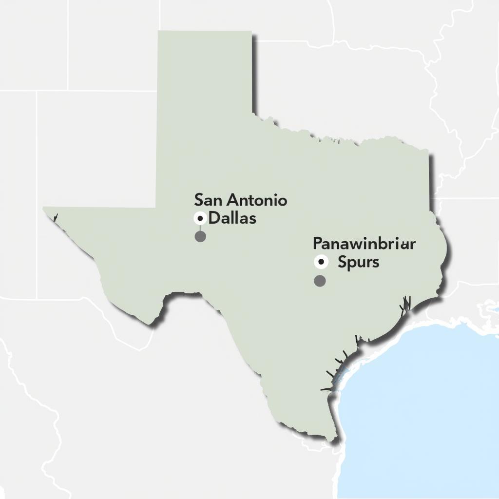 Map of Texas with NBA Teams