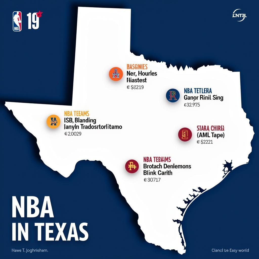 Map showcasing NBA teams in Texas