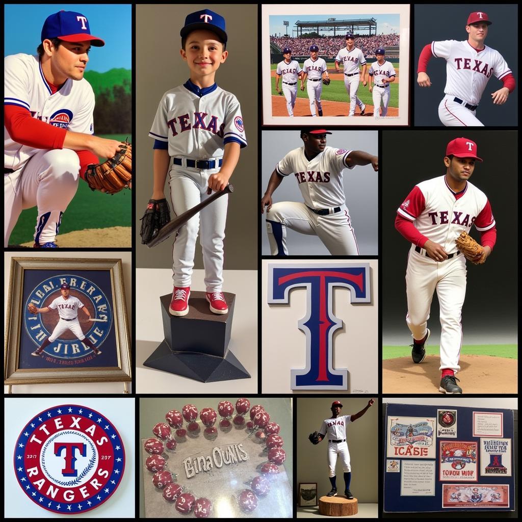 A collection of Texas Rangers artwork