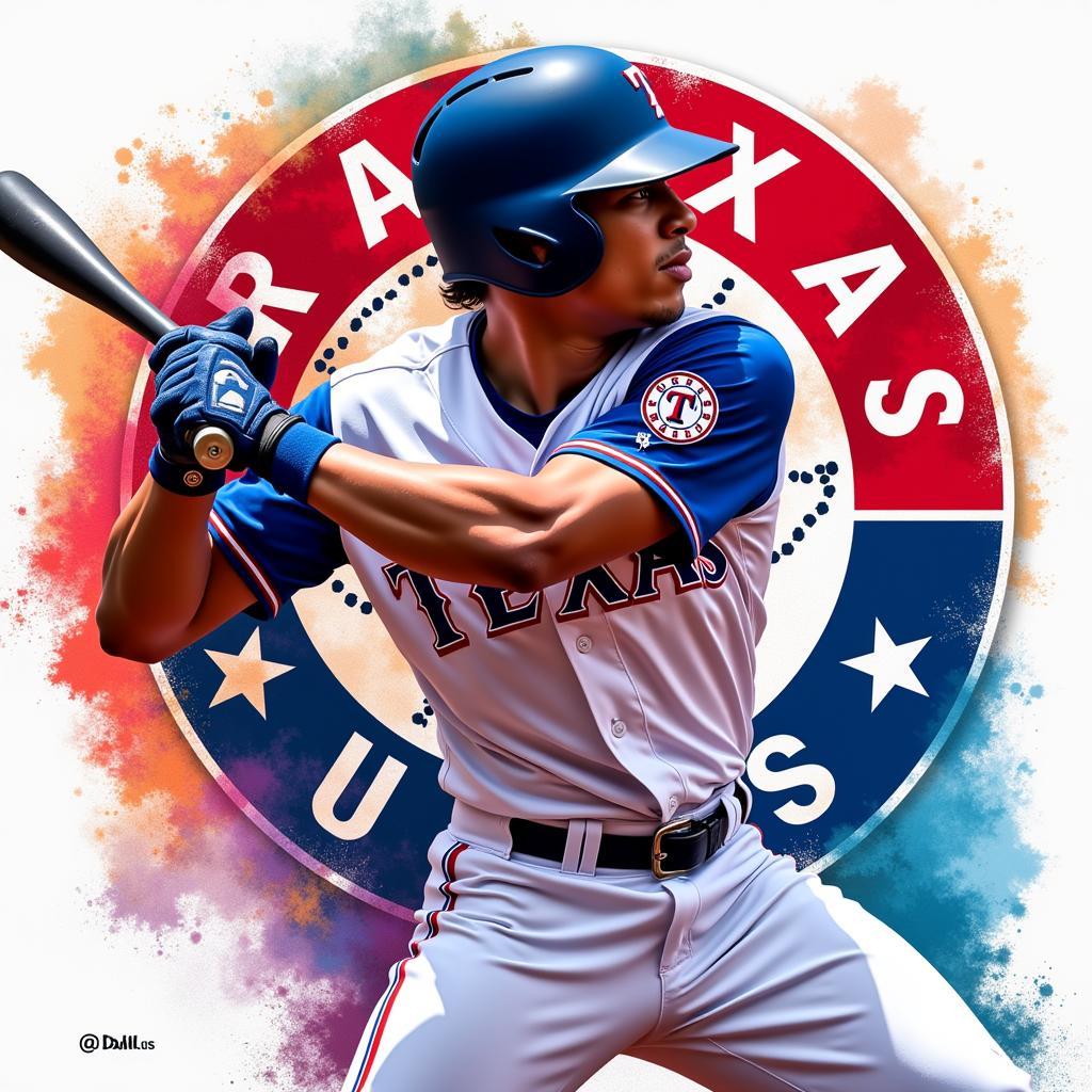 Digital art portrait of a Texas Rangers player