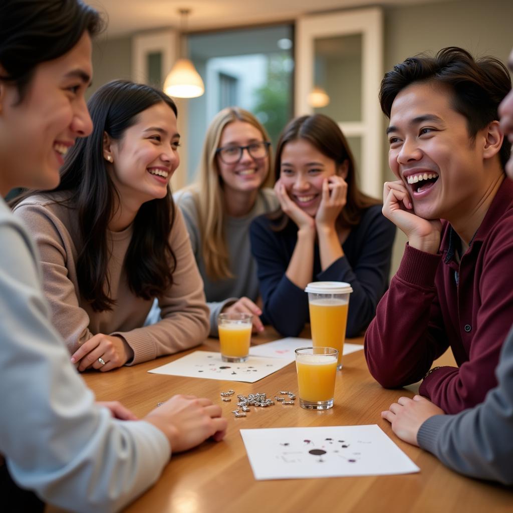 Group of friends playing tie breaker games