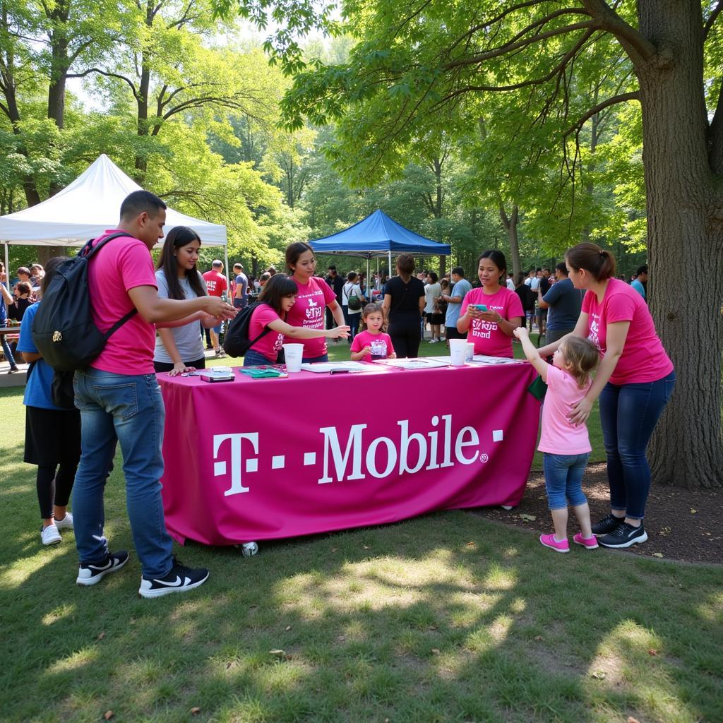 A T-Mobile sponsored community event in the Bronx with families participating