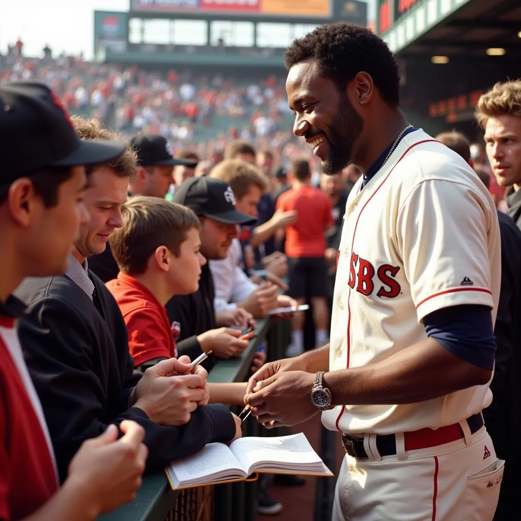 Tony Gwynn signing autographs for fans.