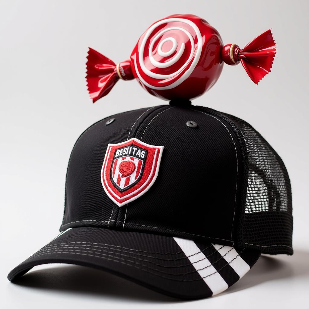 Close-up of a Besiktas tootsie pop hat