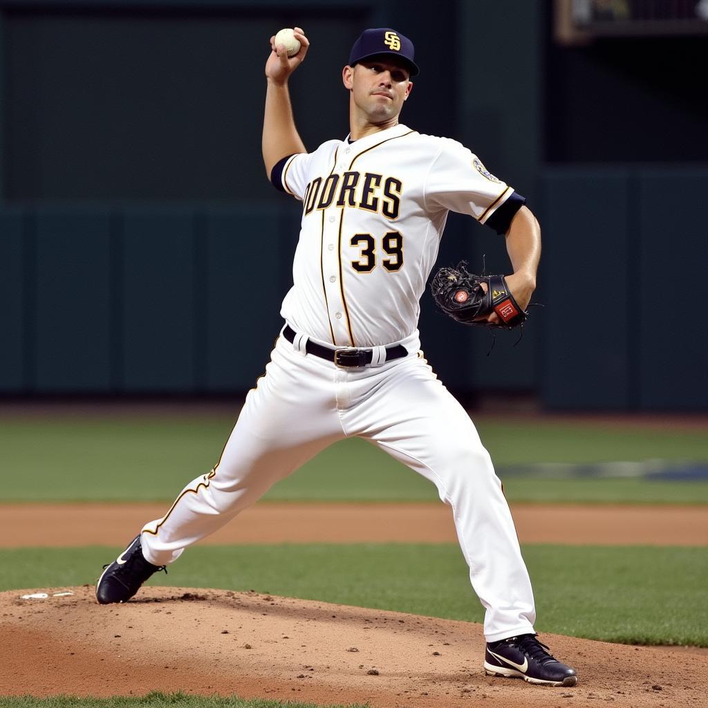 Trevor Hoffman delivering a pitch during his time with the San Diego Padres