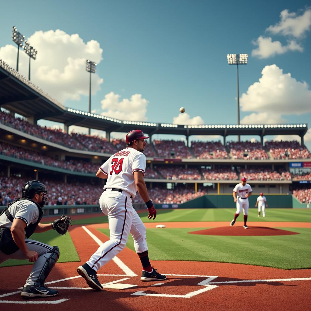 Baseball player hitting a home run