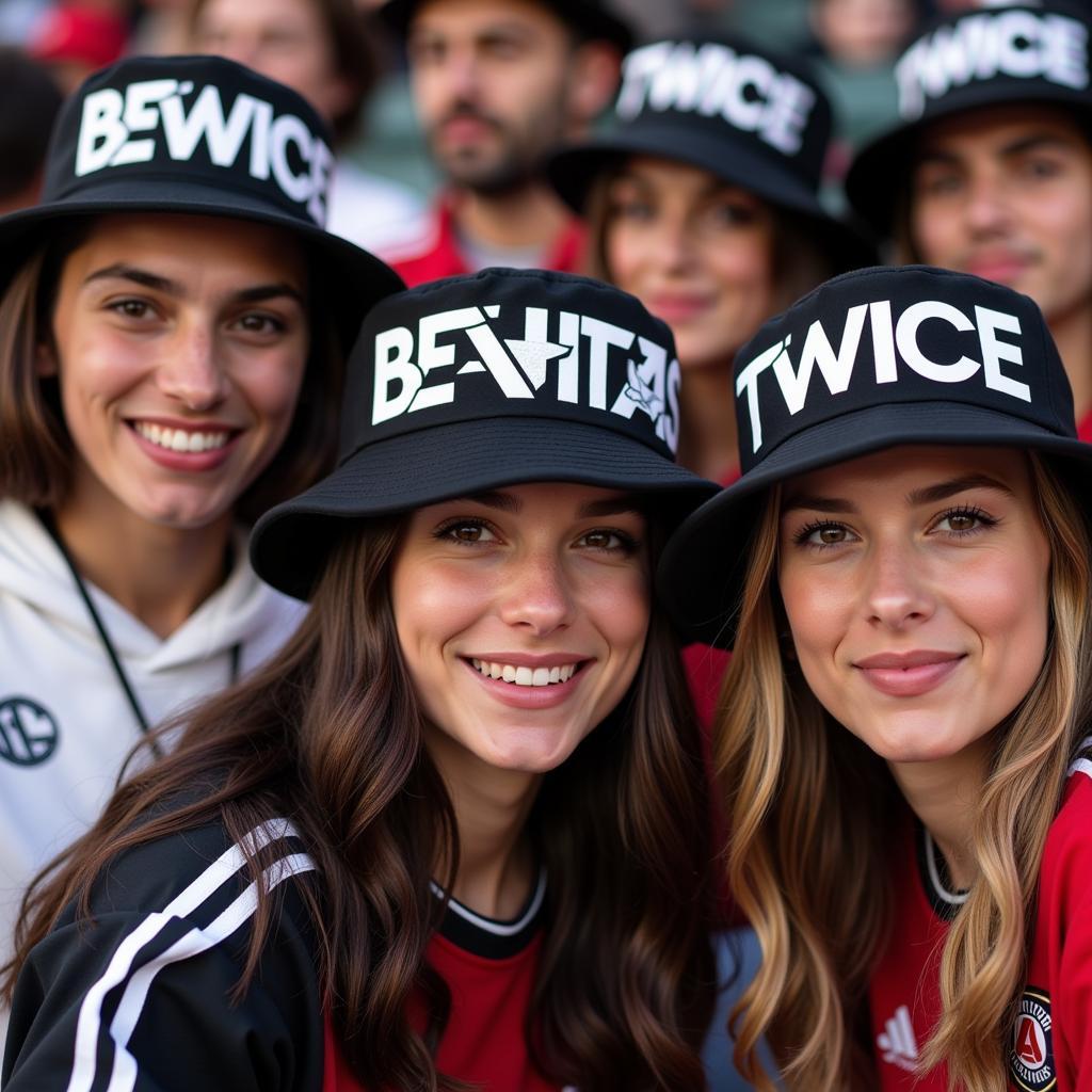 Beşiktaş fans sporting Twice Bucket Hats