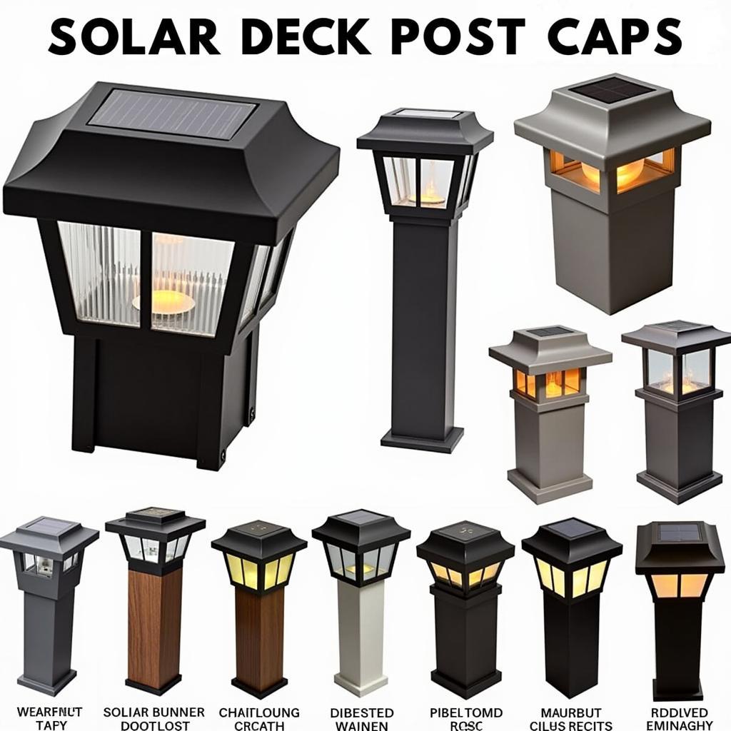 Various styles of solar deck post caps