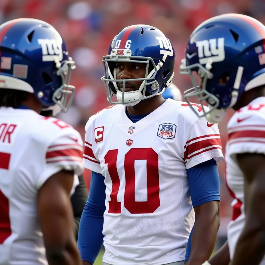 Tyrod Taylor talking to teammates in the huddle